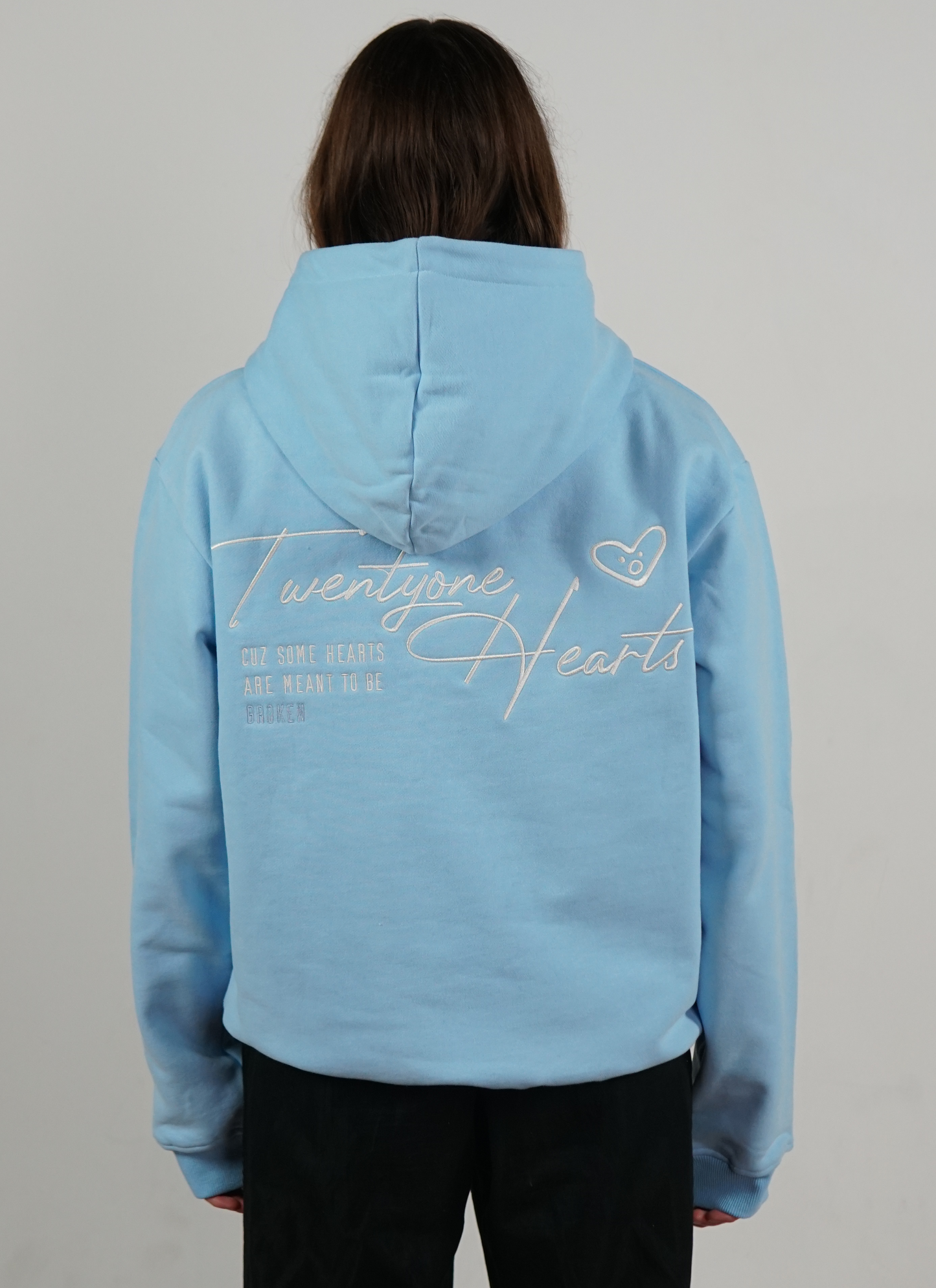 Broken Hearts Oversize Hoodie Blau