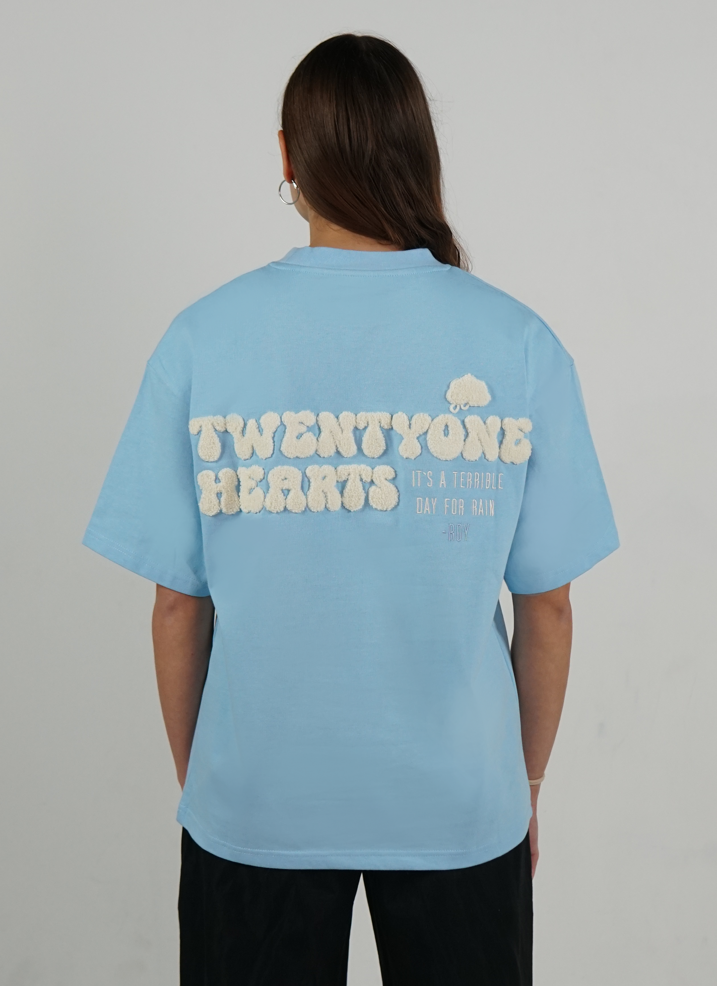 Broken Hearts Oversize T-Shirt Blau