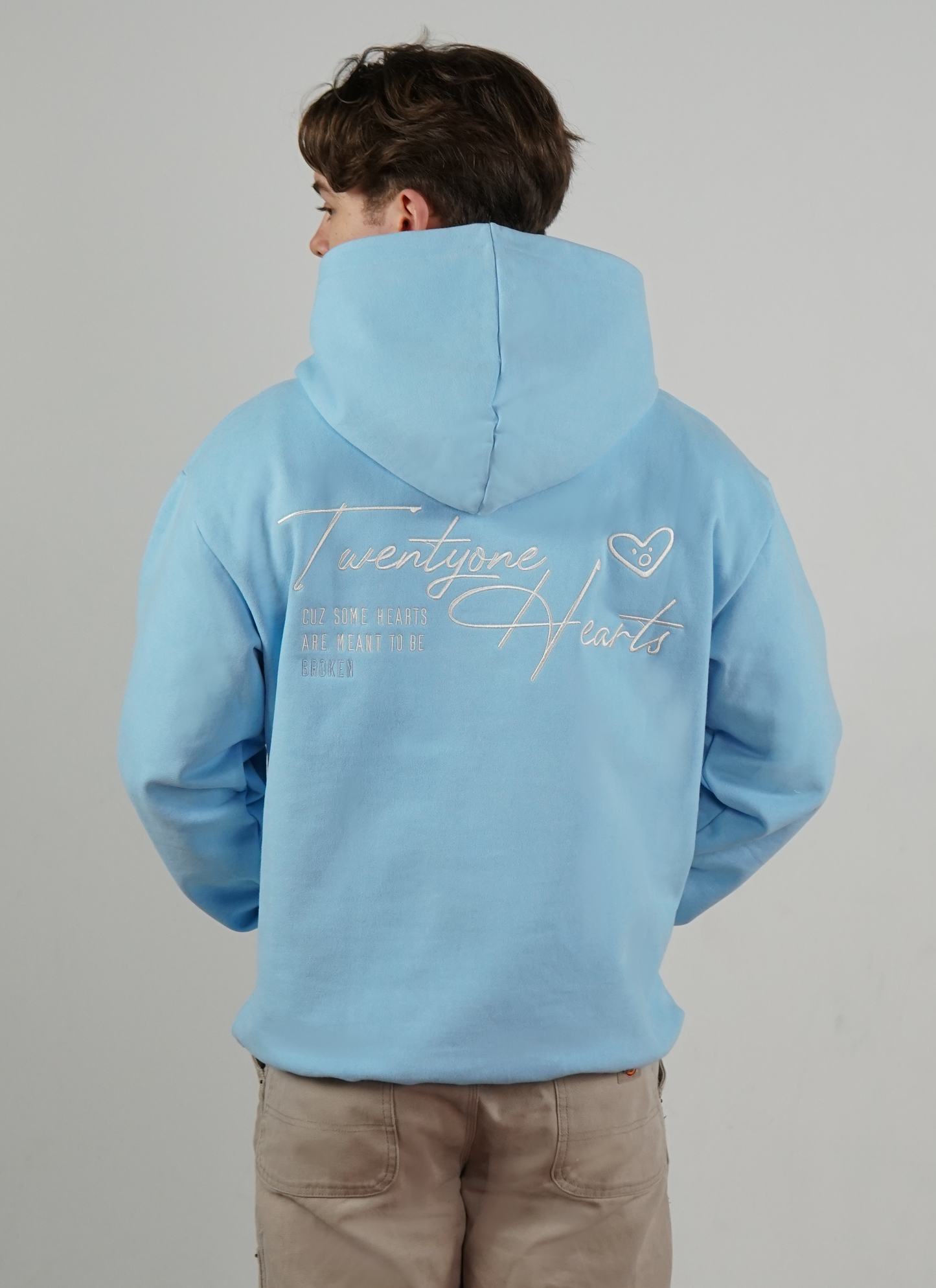 Broken Hearts Oversize Hoodie Blau