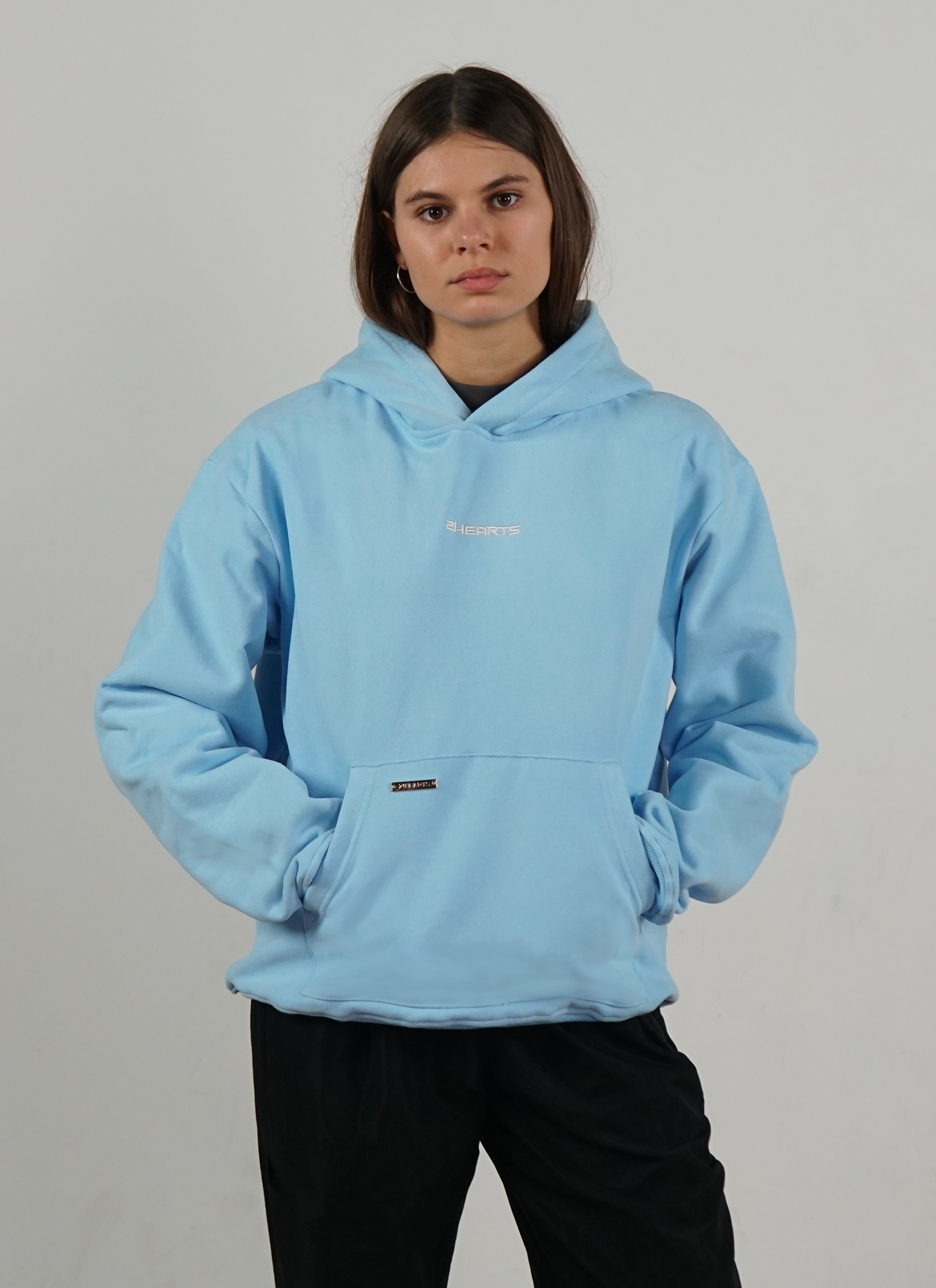 Broken Hearts Oversize Hoodie Blau