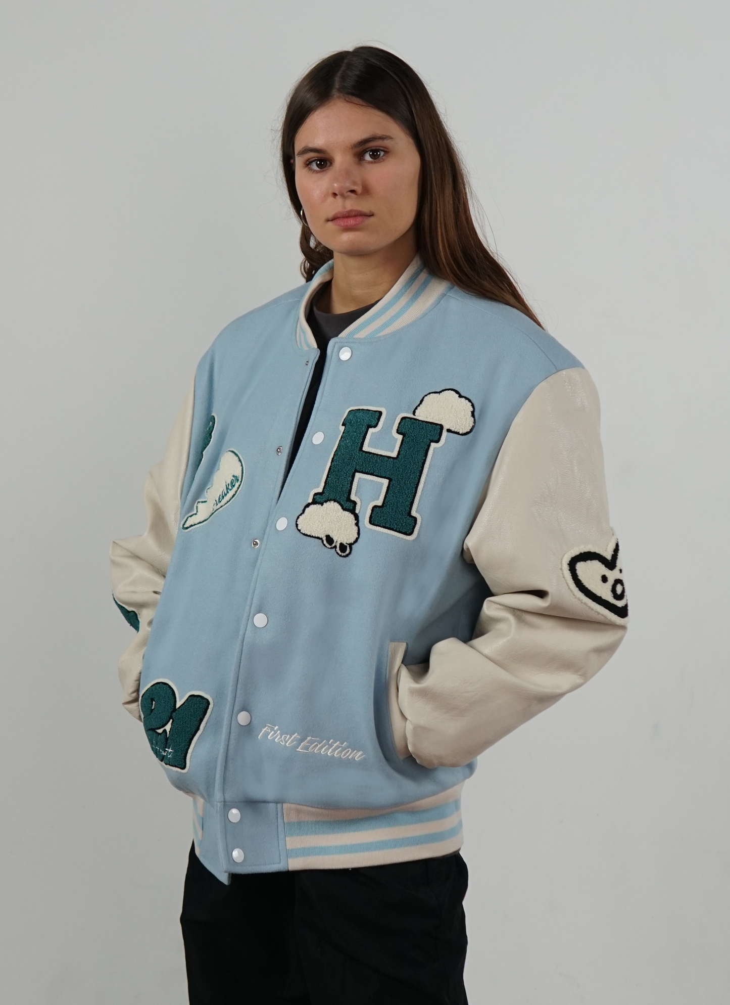 Broken Hearts Varsity Jacke Blau