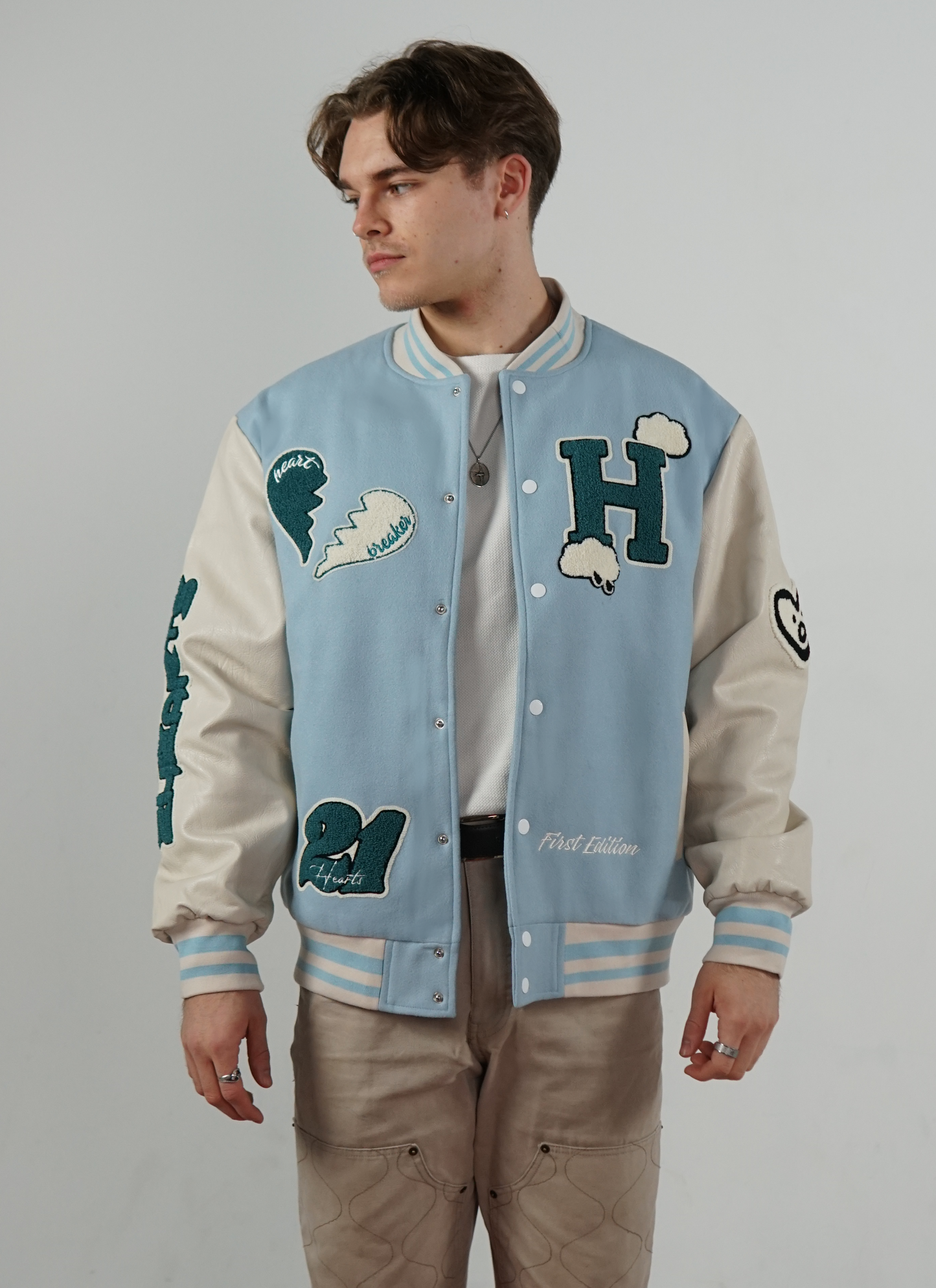 Broken Hearts Varsity Jacke Blau