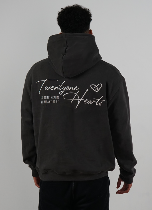 Broken Hearts Oversize Hoodie Grau