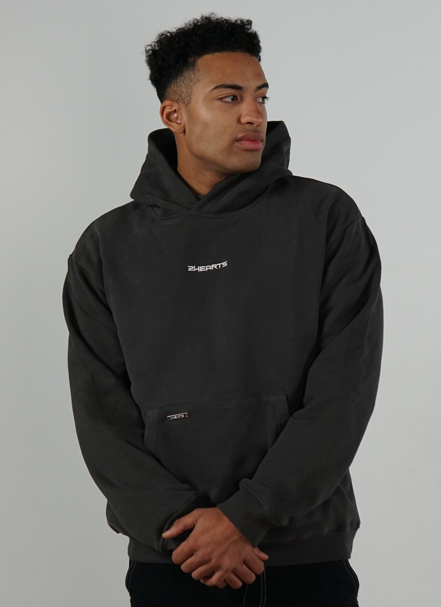 Broken Hearts Oversize Hoodie Grau