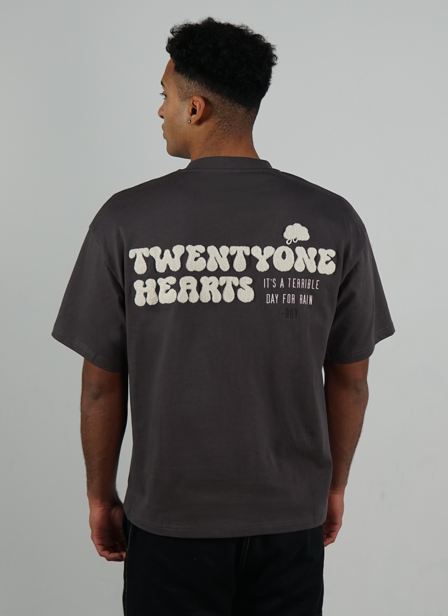 Broken Hearts Oversize T-Shirt Grau