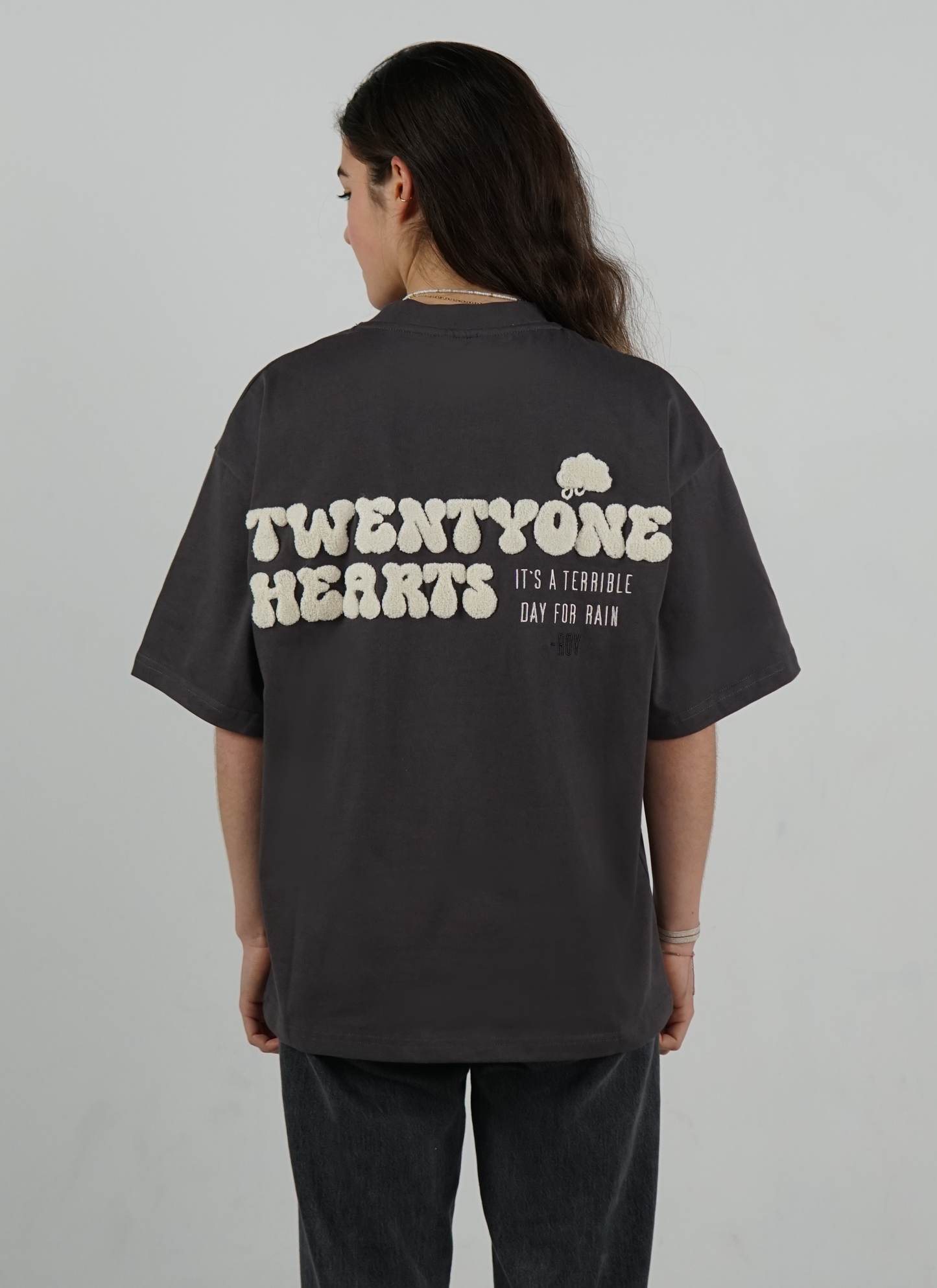 Broken Hearts Oversize T-Shirt Grau