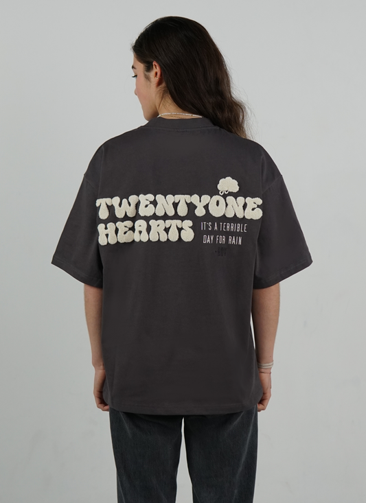 Broken Hearts Oversize T-Shirt Grau