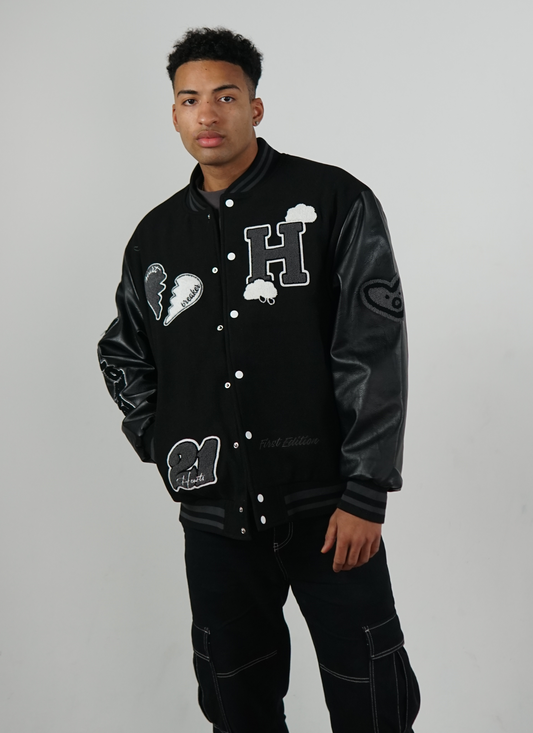 Broken Hearts Varsity Jacke Schwarz